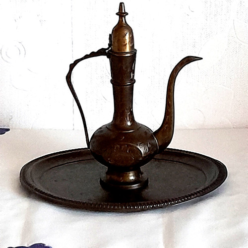 Kanne mit tablett messing - mit,